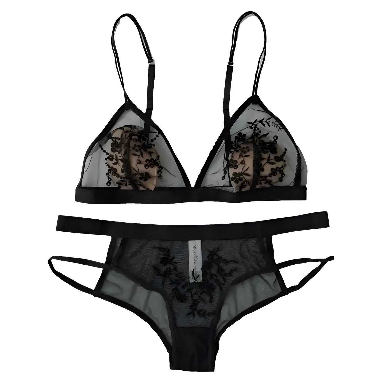 Noir Ensemble de lingerie en dentelle transparente