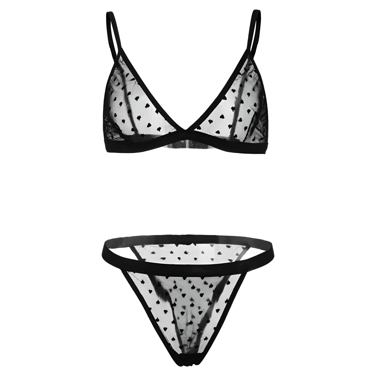 Noir Ensemble de lingerie en dentelle universelle avec motif en forme de cœur
