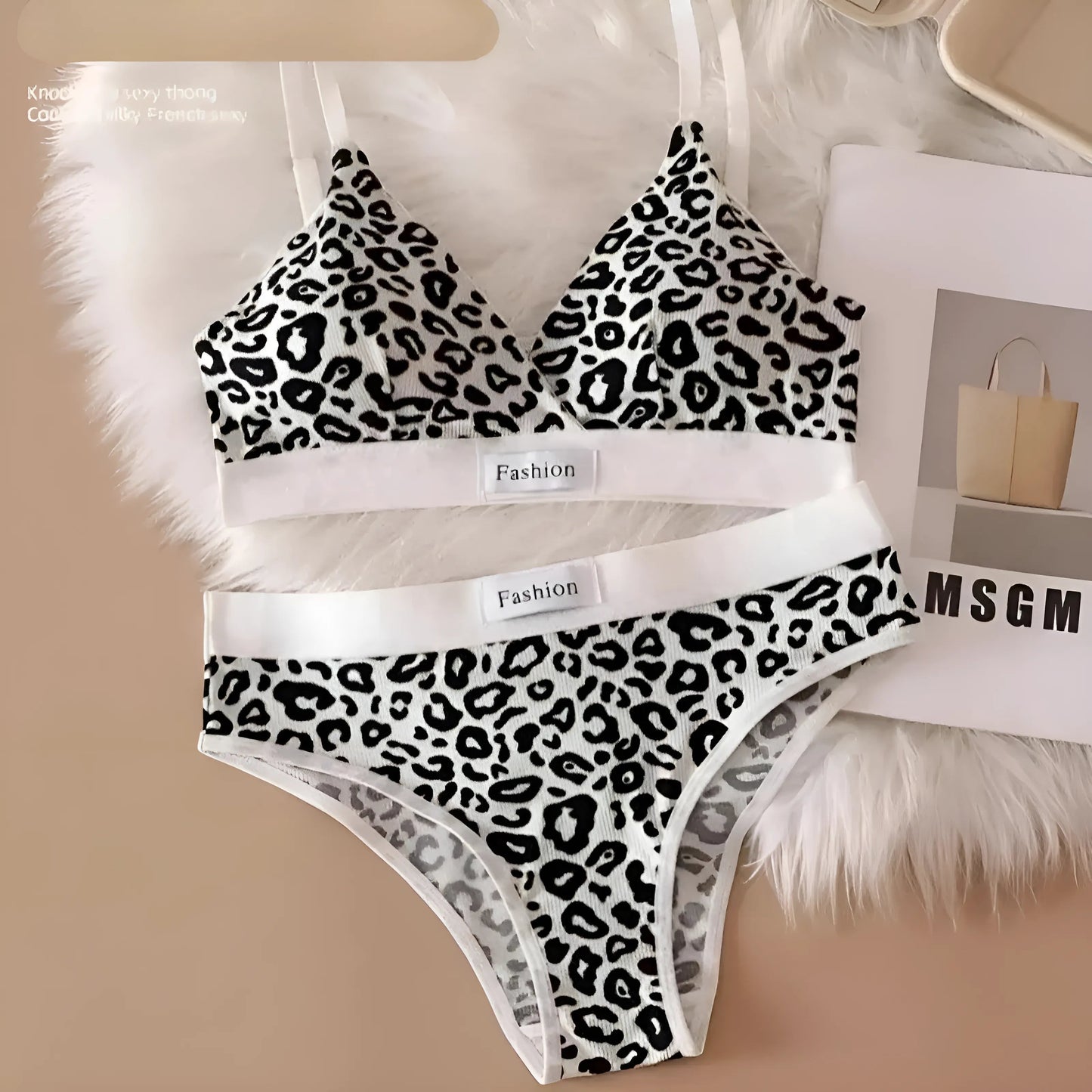 Noir Ensemble de lingerie imprimé léopard