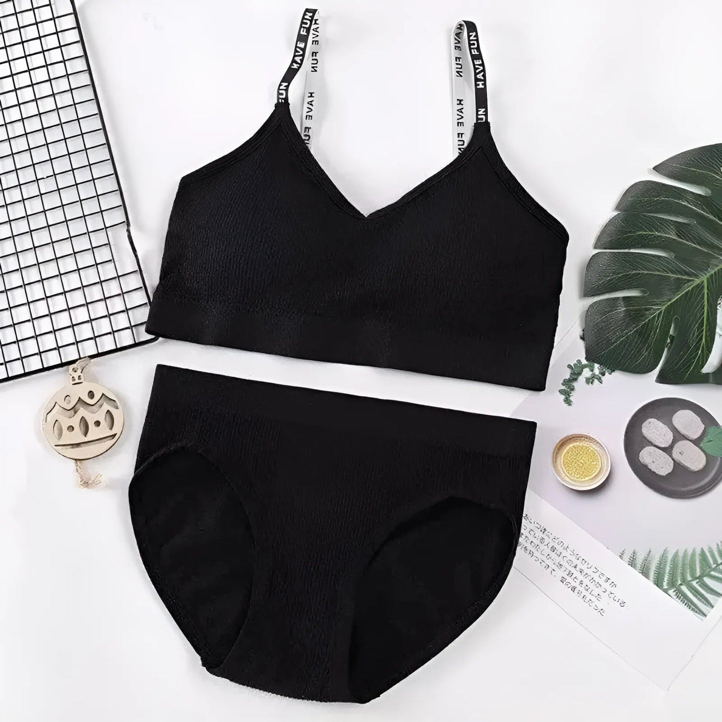 Noir Ensemble de lingerie universel pour femmes