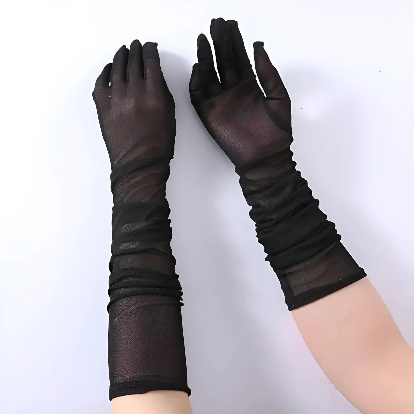 Noir Gants transparents longs