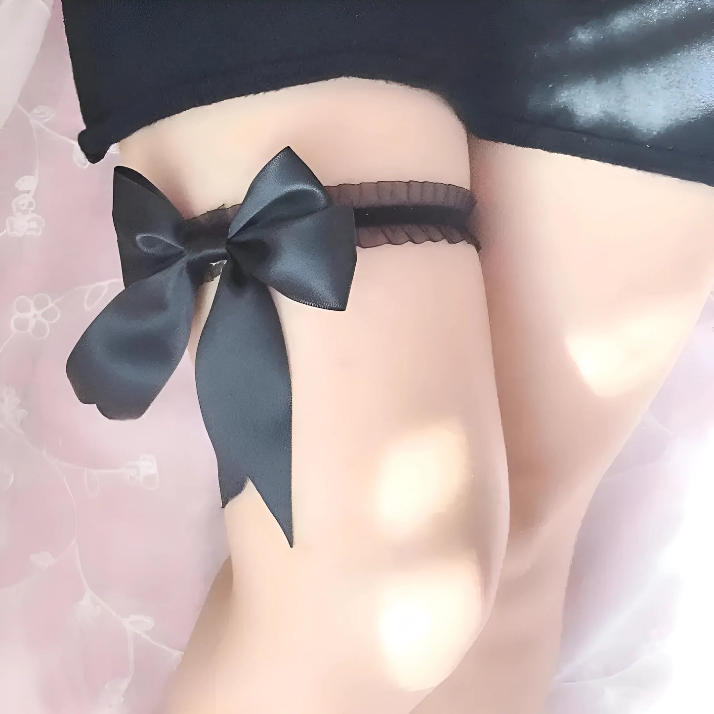 Noir Garter avec nœud