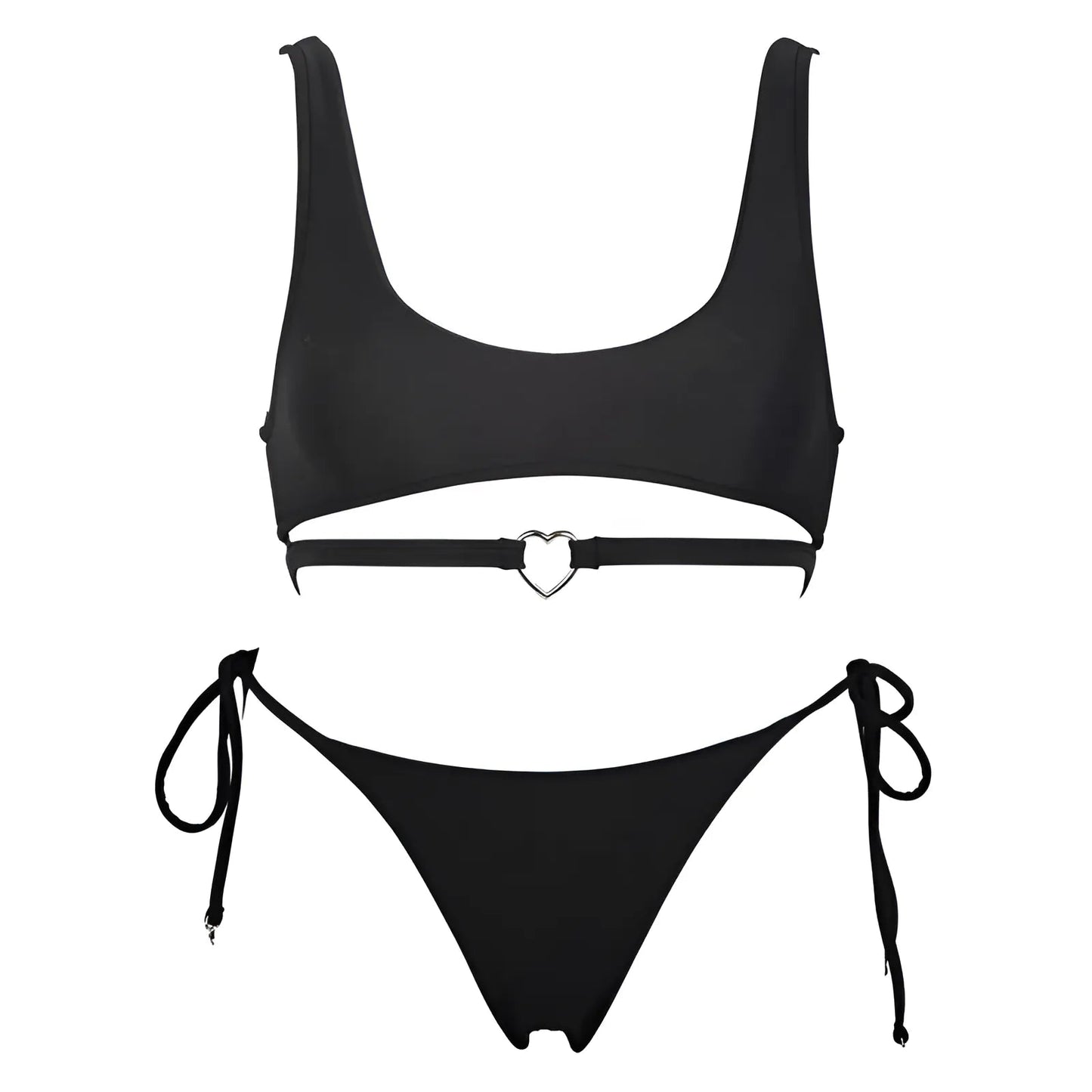 Noir Maillot de bain deux pièces avec bande sous la poitrine