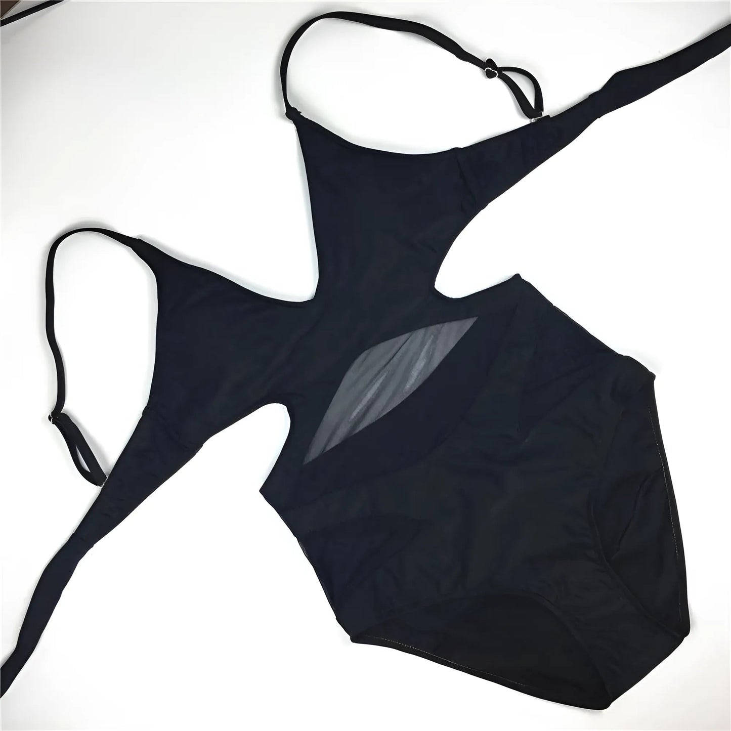 Noir Maillot de bain une pièce avec détail en mesh