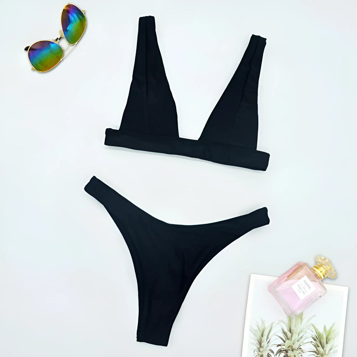 Noir Maillot de bain universel en deux pièces