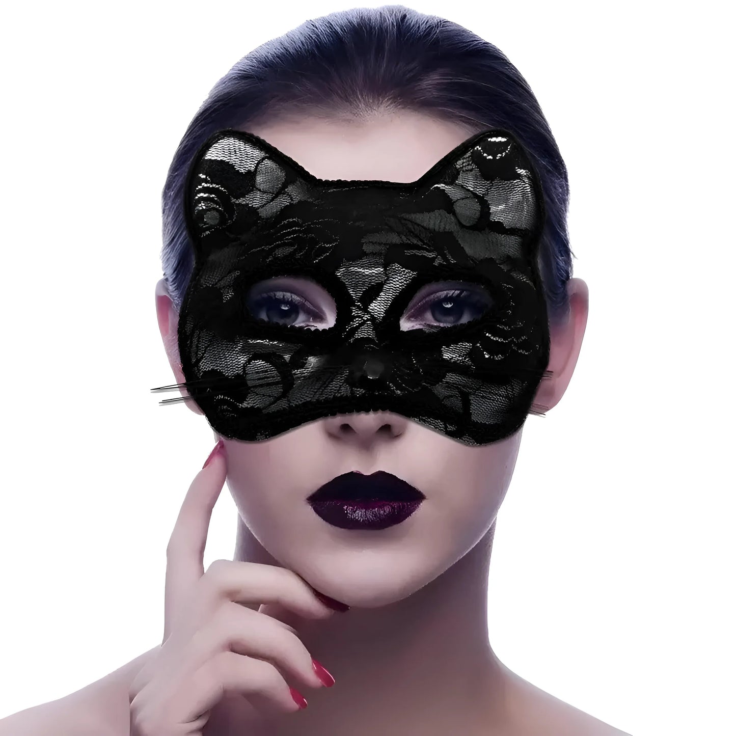 Noir Masque de chat en dentelle