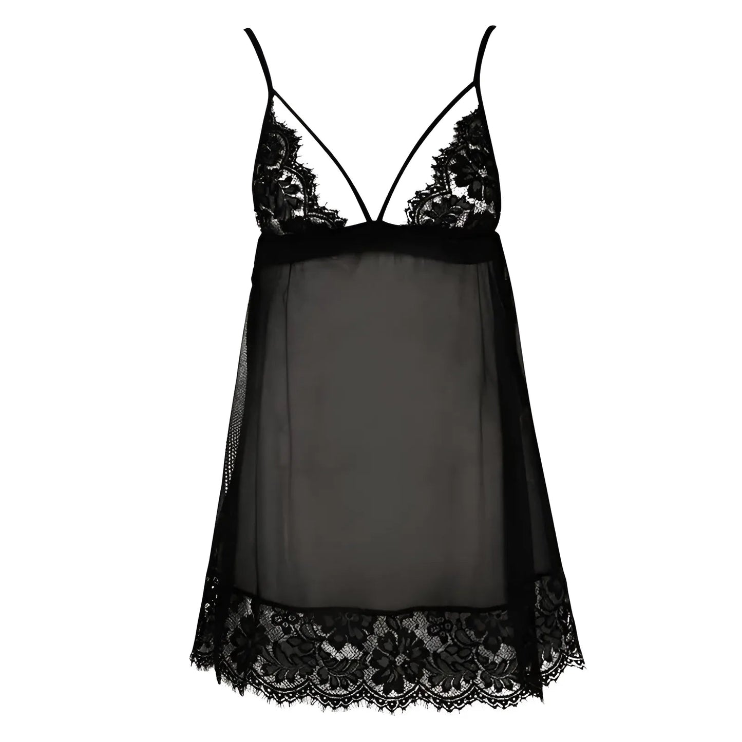 Noir Nuisette en dentelle avec détail de lien au dos