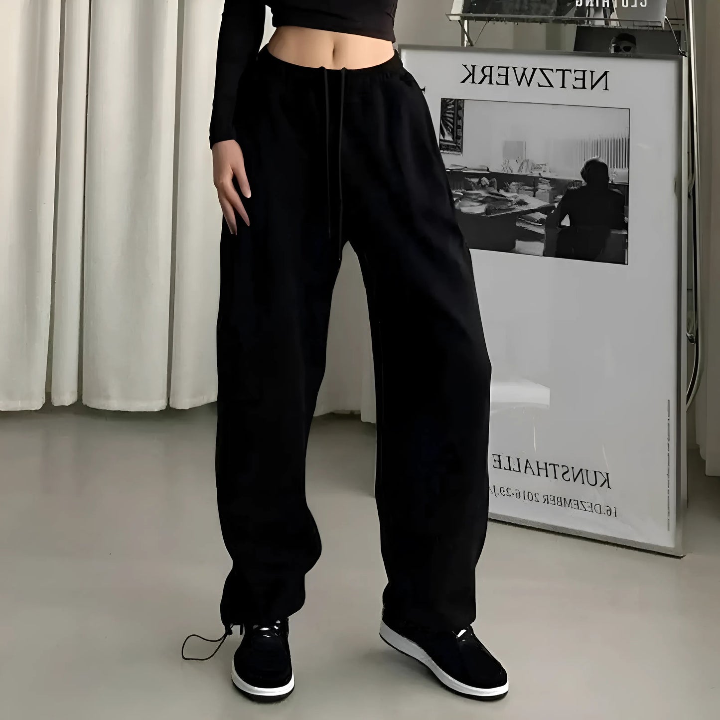 Noir Pantalons de survêtement amples