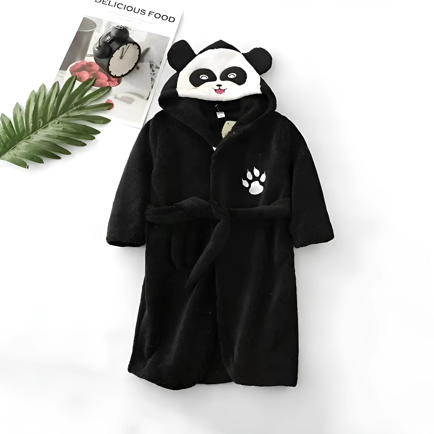 Noir Peignoir de bain pour enfants avec imprimé panda