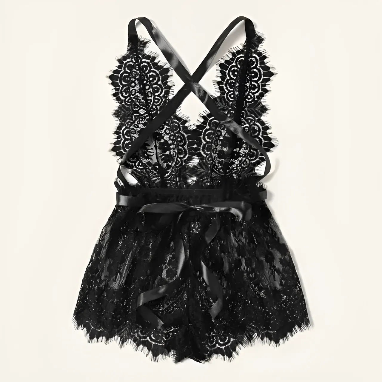 Noir Pyjama une pièce en dentelle