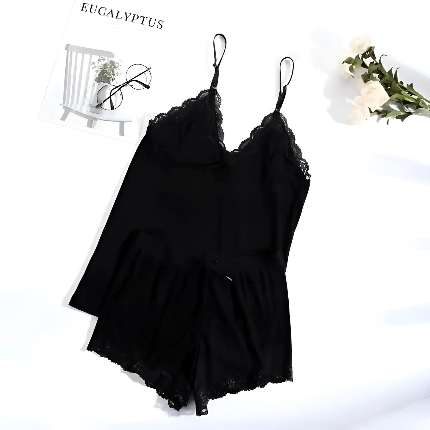 Noir Pyjamas classiques pour femmes