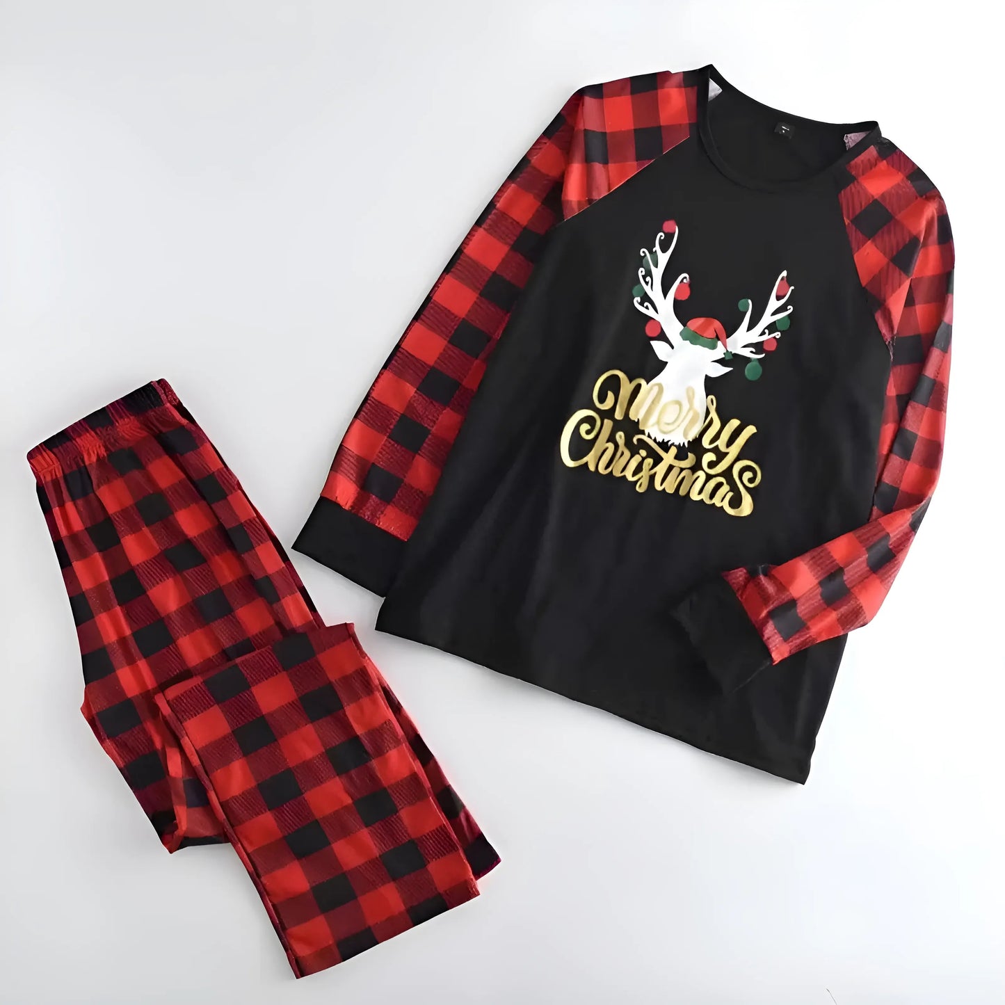 Noir Pyjamas de Noël à carreaux pour hommes