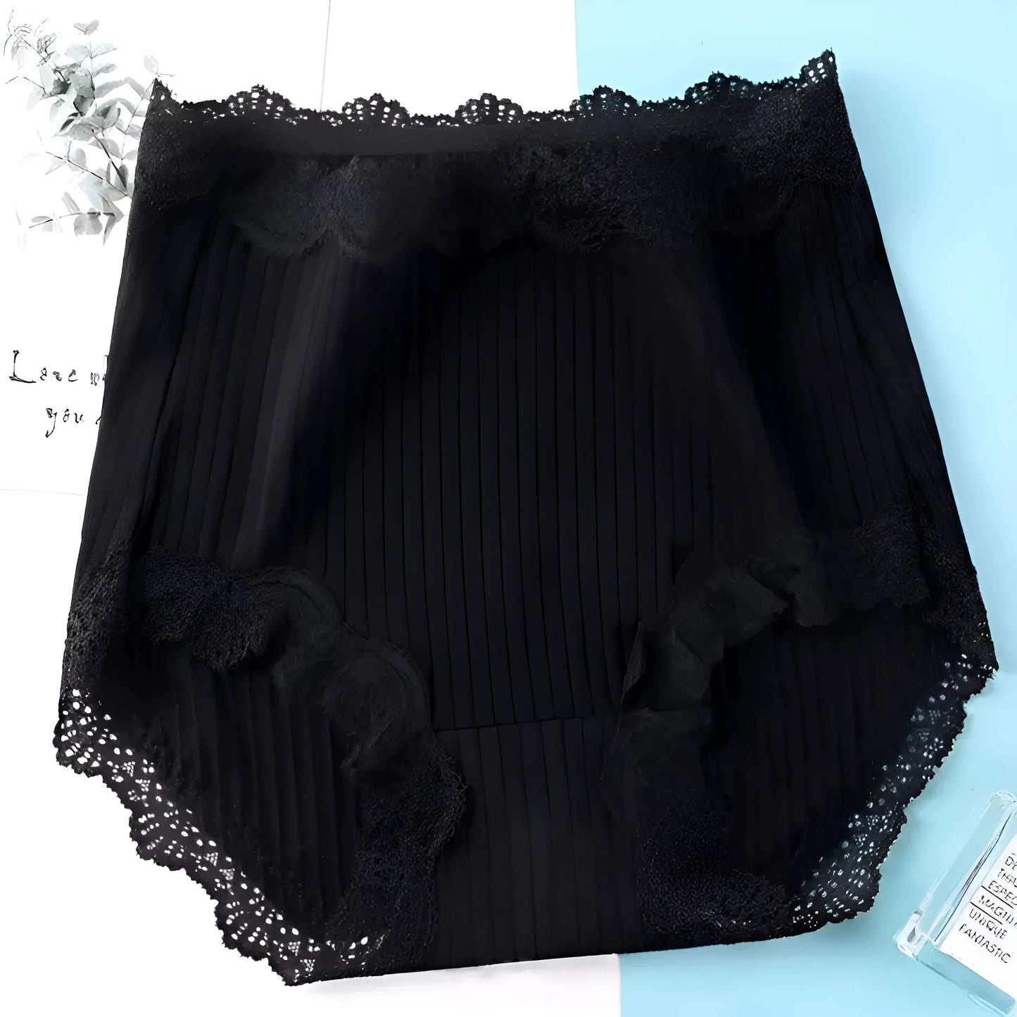 Noir Robe à taille haute avec dentelle