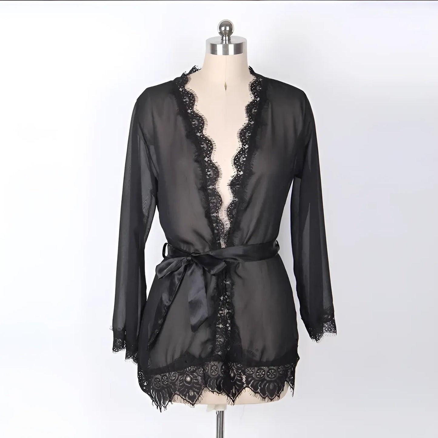 Noir Robe de chambre à dentelle