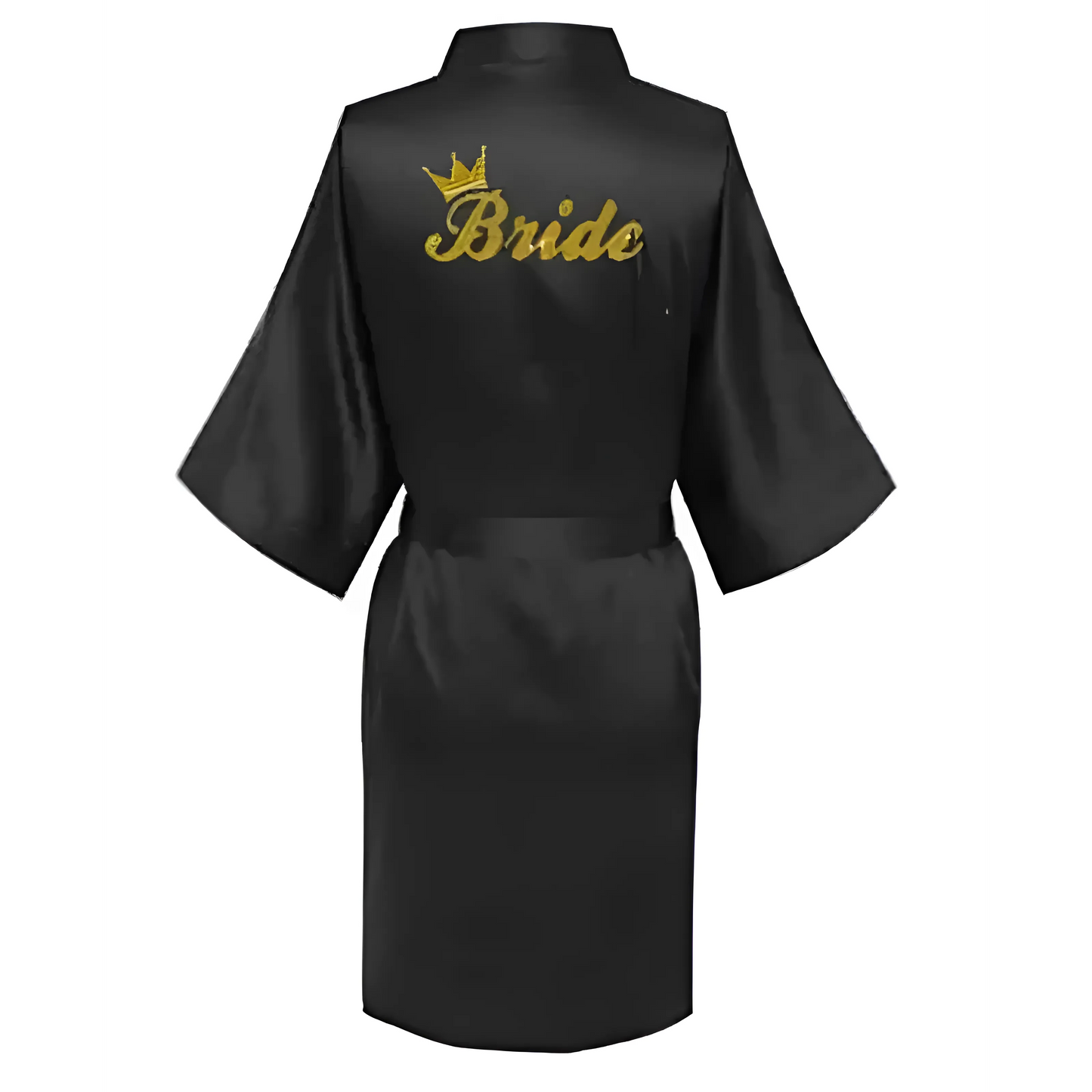 Noir Robe de mariée en satin avec broderie "Mariée"