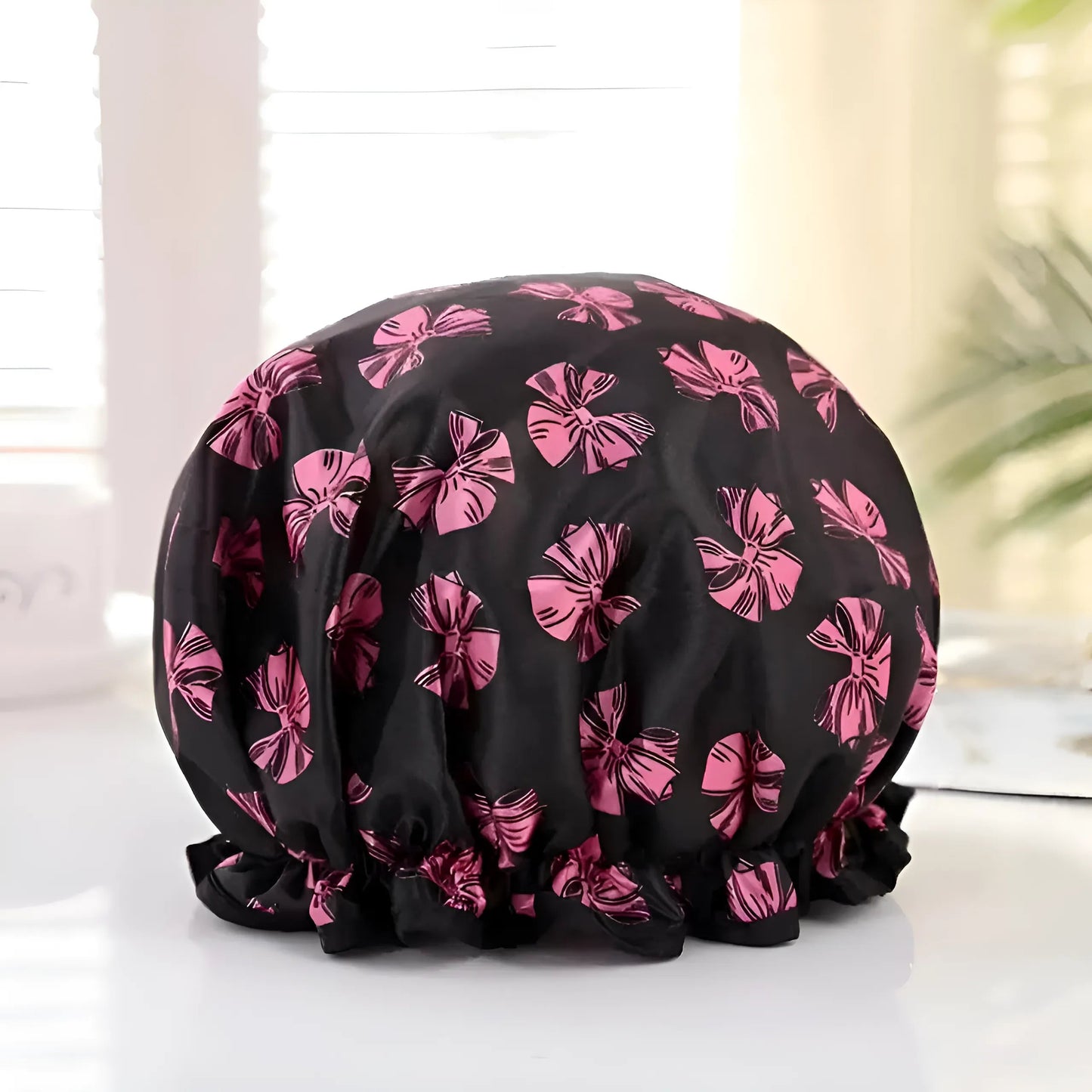 Noir-Rose Bonnet de bain à motifs