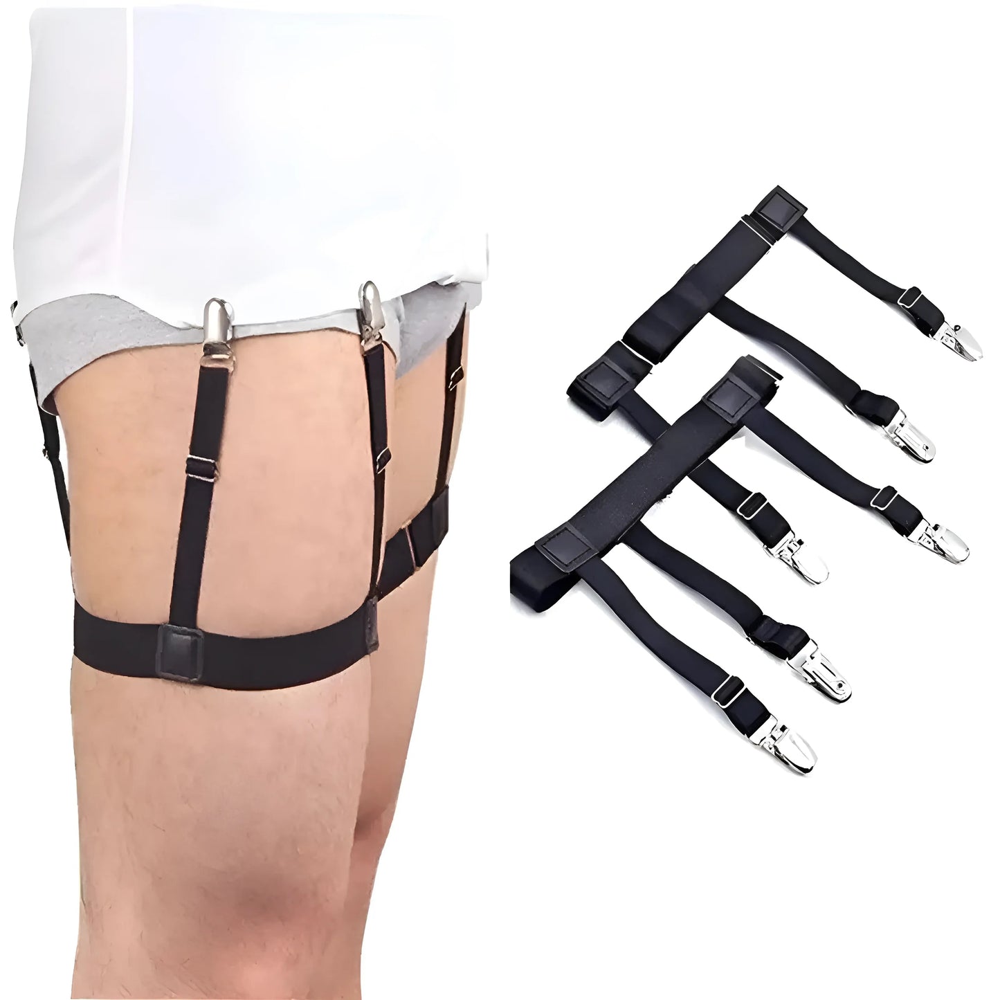 Noir Short Shirt Suspenders in French is: "Bretelles pour chemise courte"