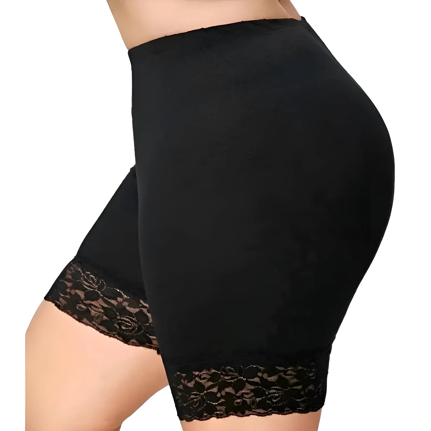 Noir Shorts de modelage avec dentelle