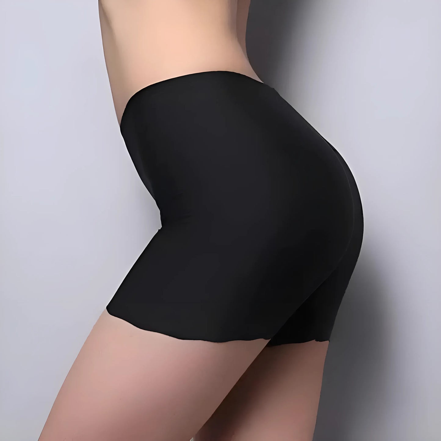 Noir Shorts de modelage sans couture avec taille haute