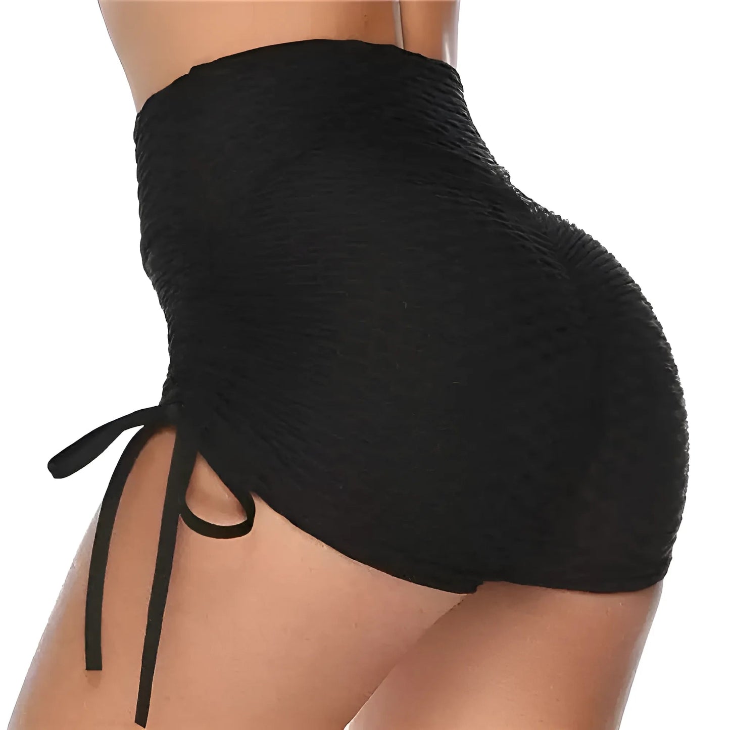 Noir Shorts de sport avec détail à nouer