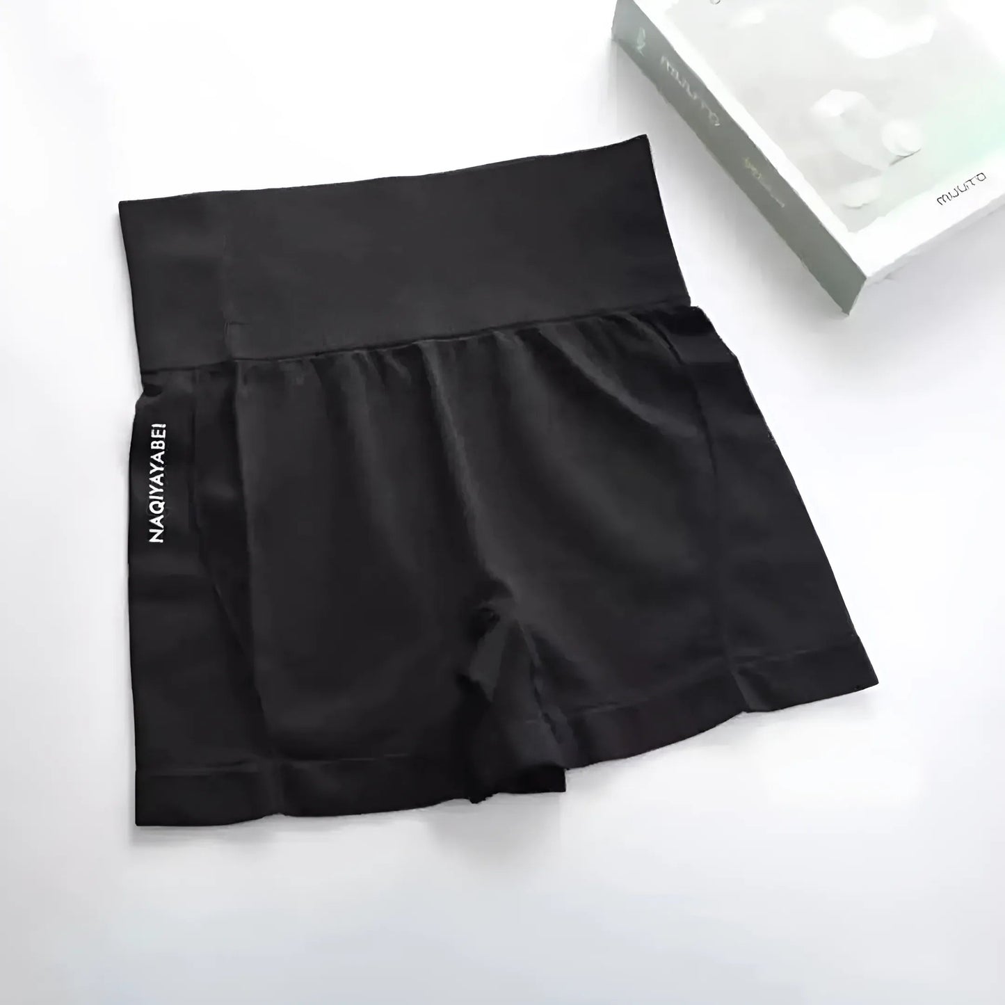 Noir Shorts de sport taille haute