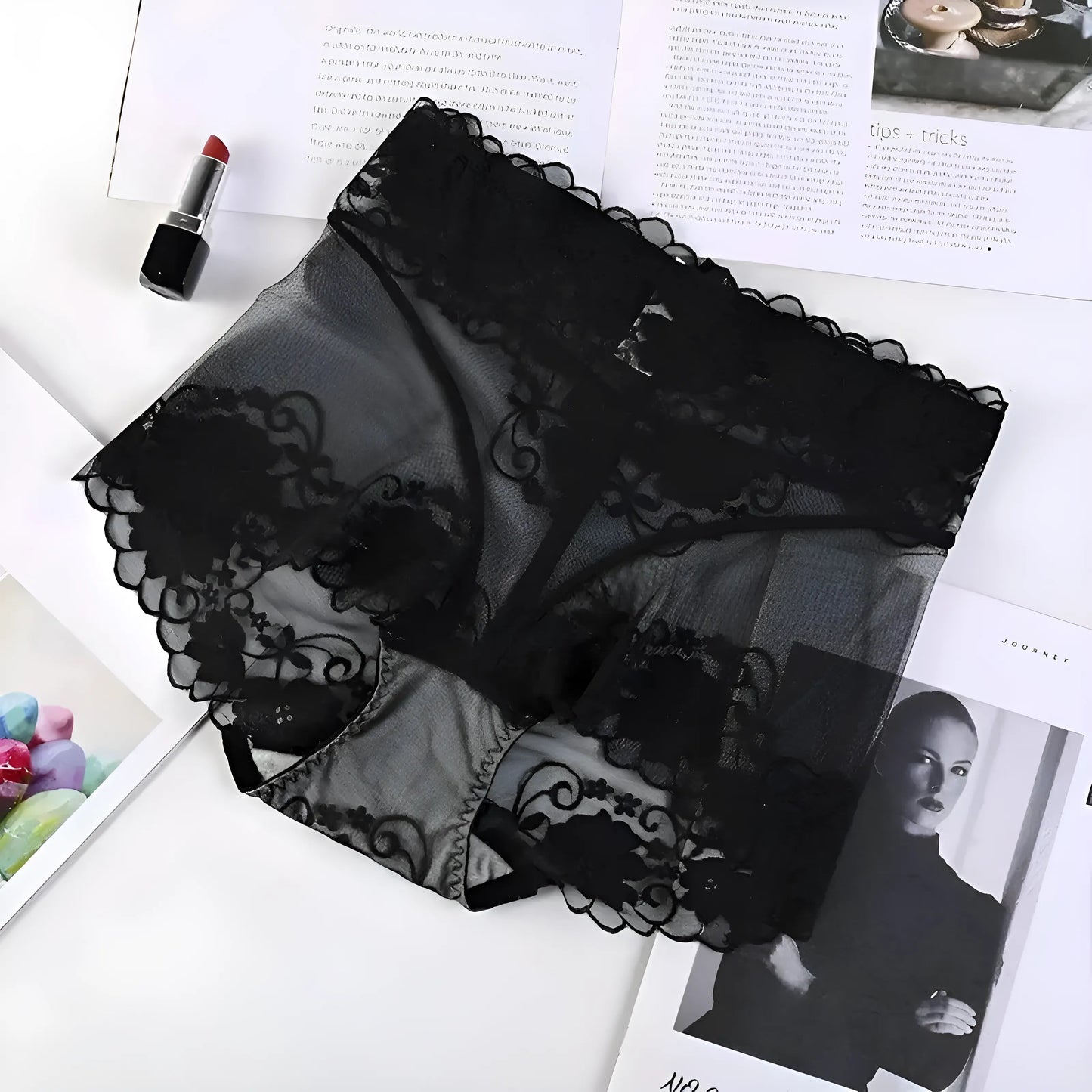 Noir Shorts en boxer transparents pour femmes