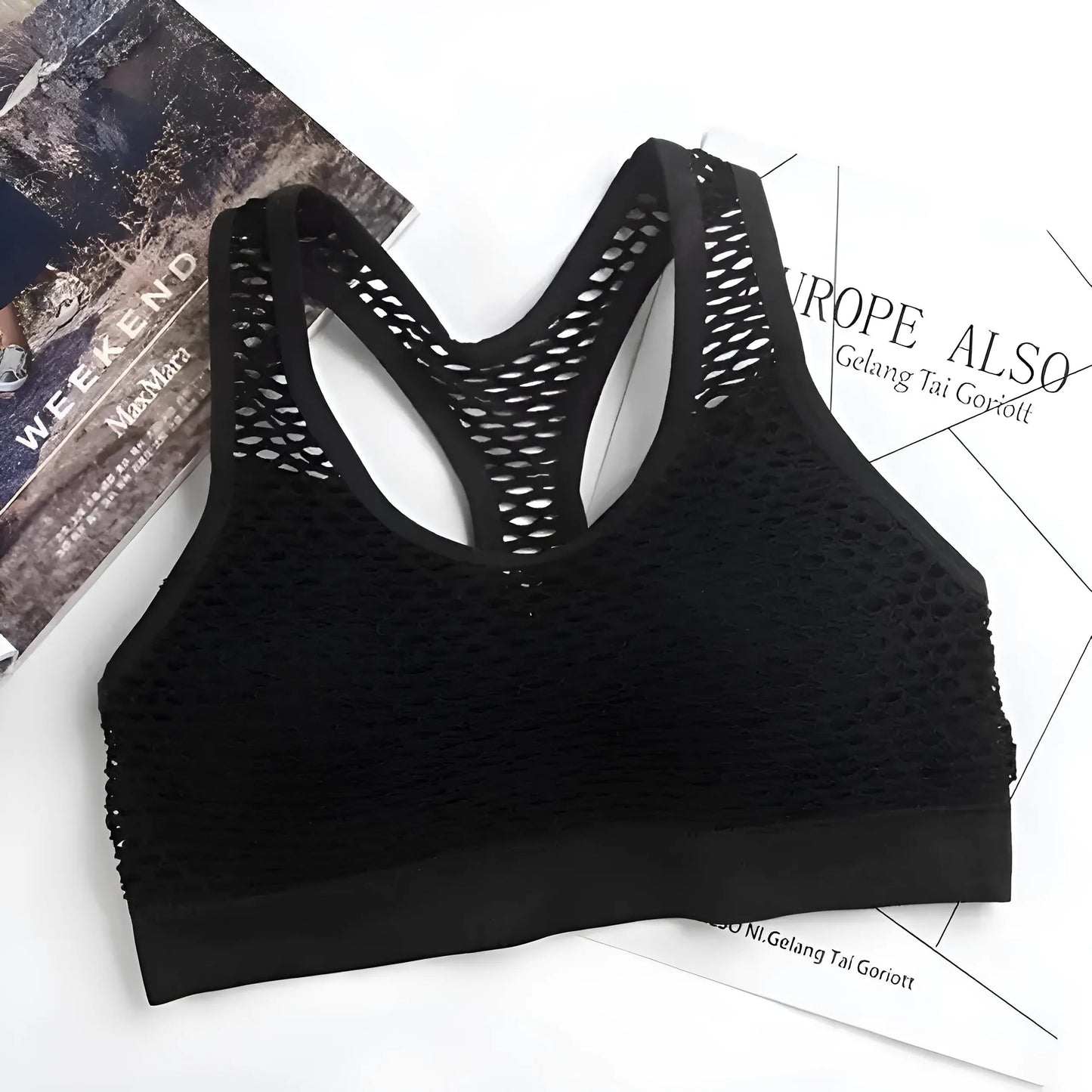 Noir Soutien-gorge de sport avec détail en mesh