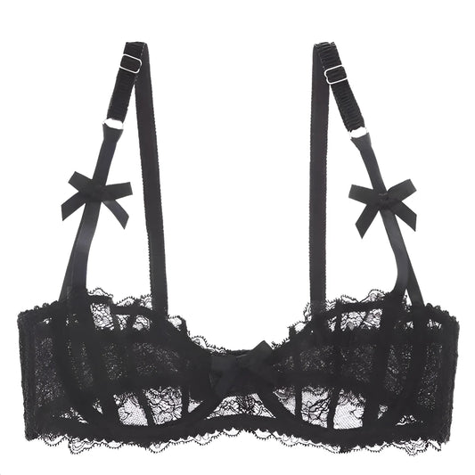 Noir Soutien-gorge en dentelle avec des nœuds