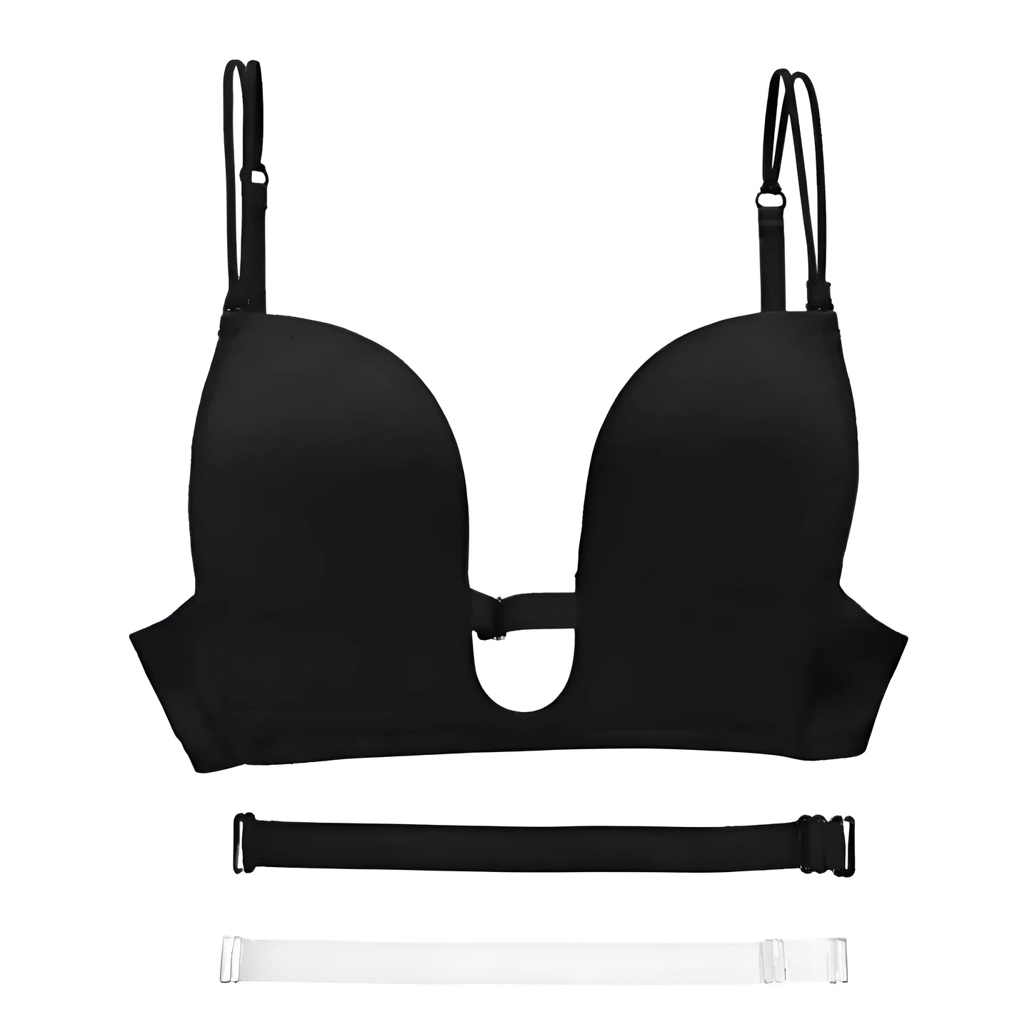 Noir Soutien-gorge push-up avec pont bas et bretelles amovibles