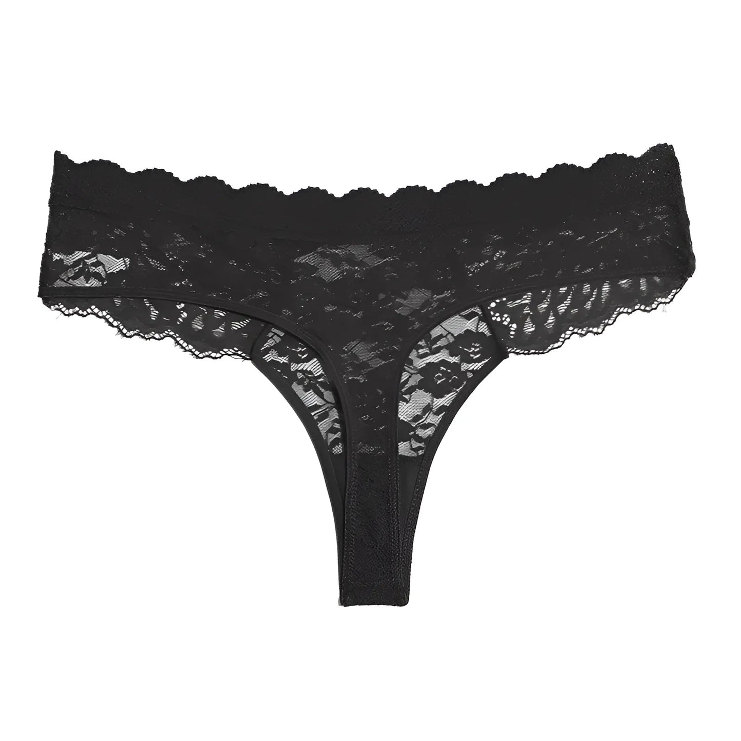 Noir String en dentelle classique