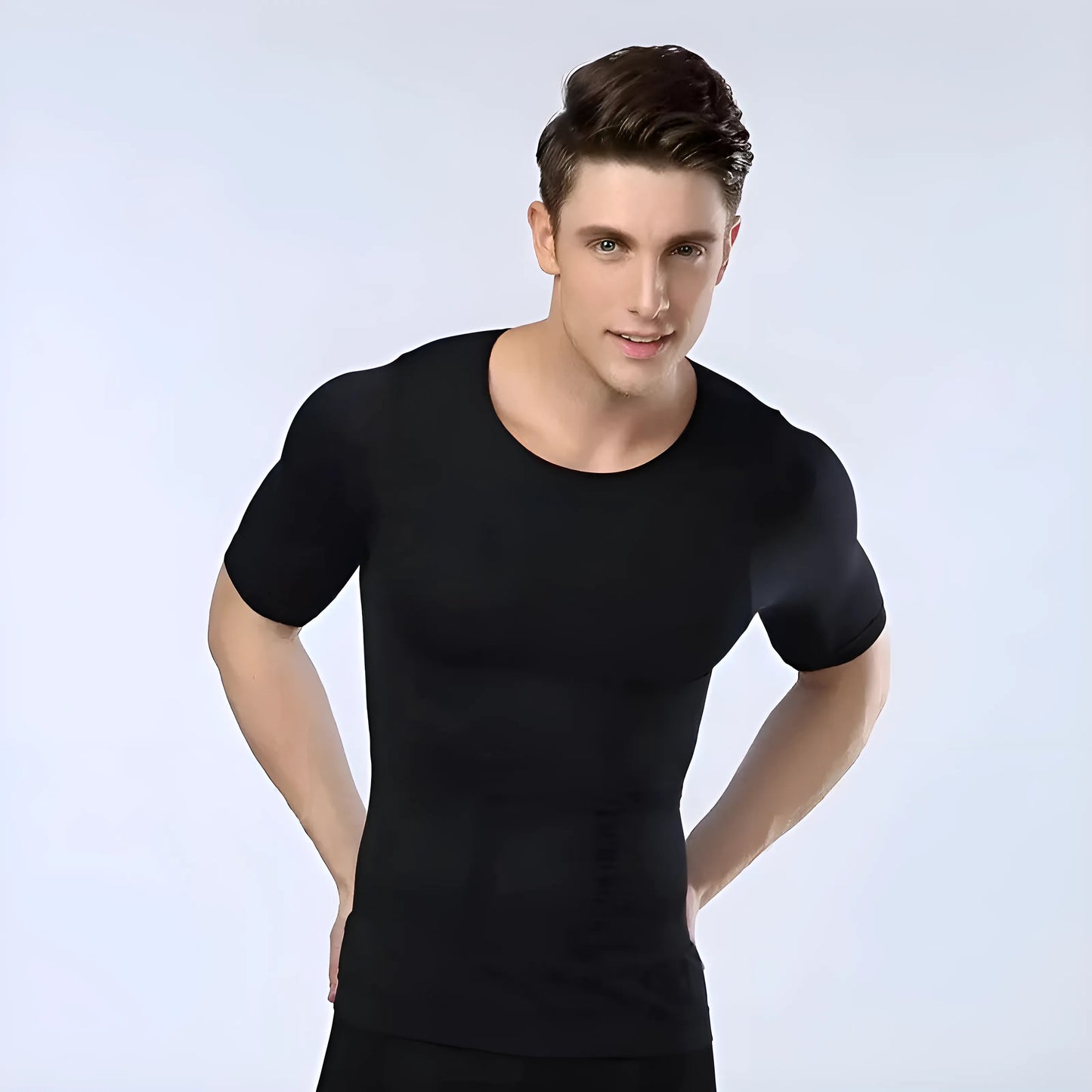 Noir T-shirt amincissant pour hommes