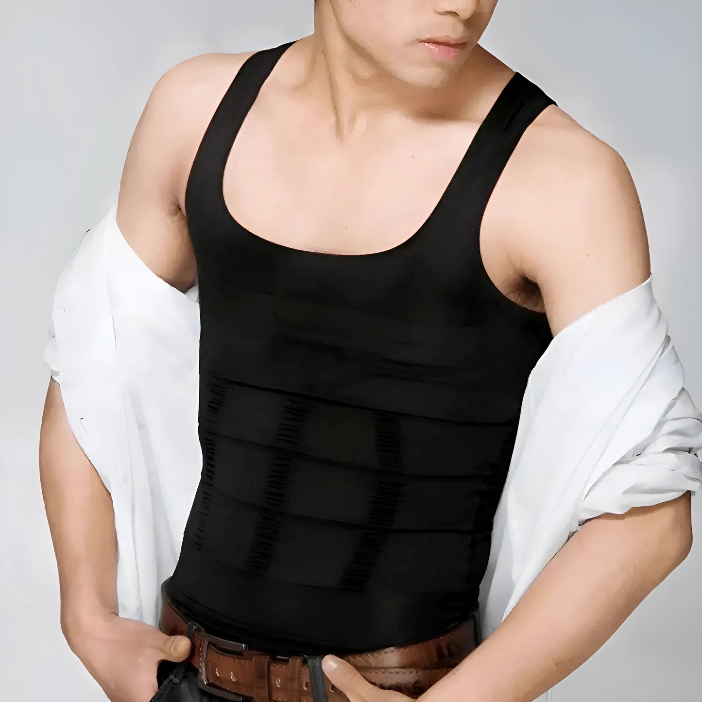 Noir T-shirt amincissant pour hommes