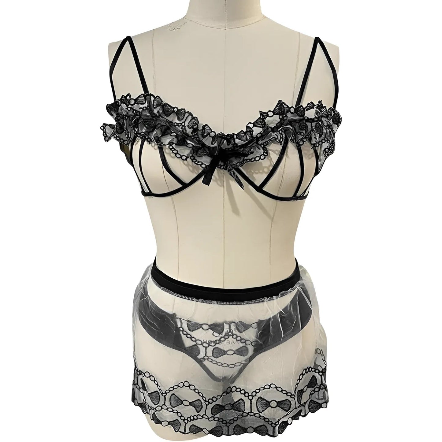 Noir Tenue sensuelle avec mini-jupe