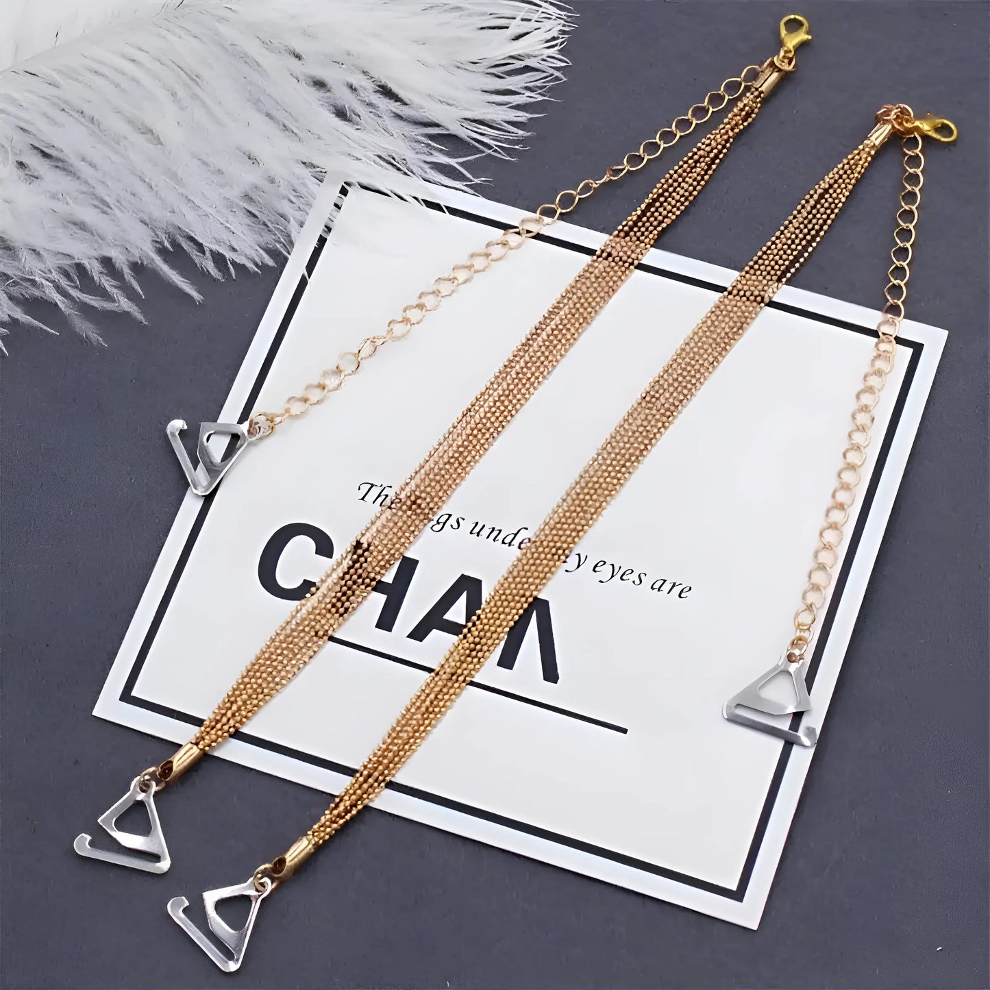 Or Accessoires de soutien-gorge à chaîne et à sangle