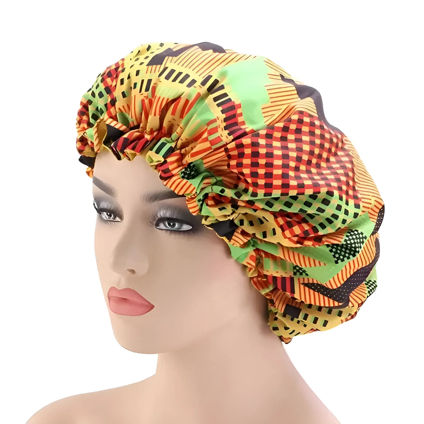 Orange Bonnet de sommeil en satin avec motifs