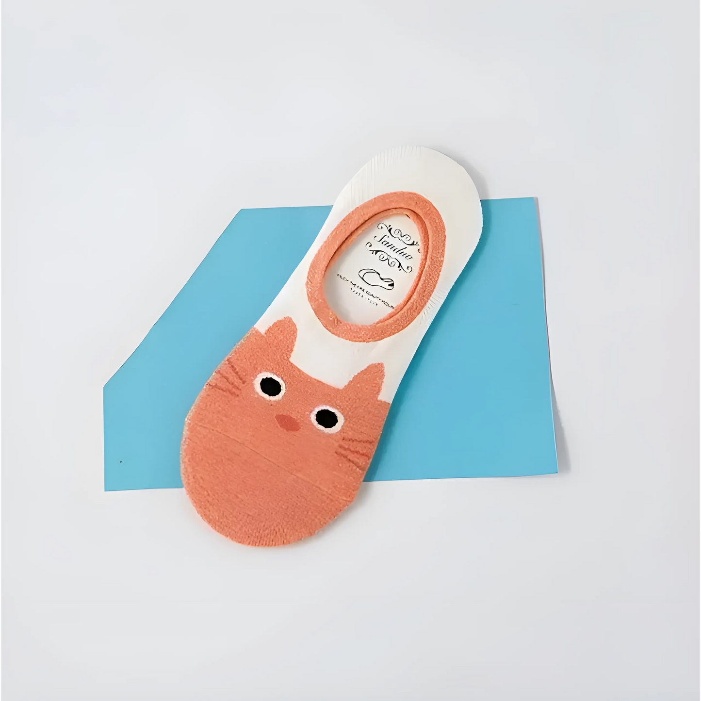 Orange Chaussettes de cheville à motif de chat