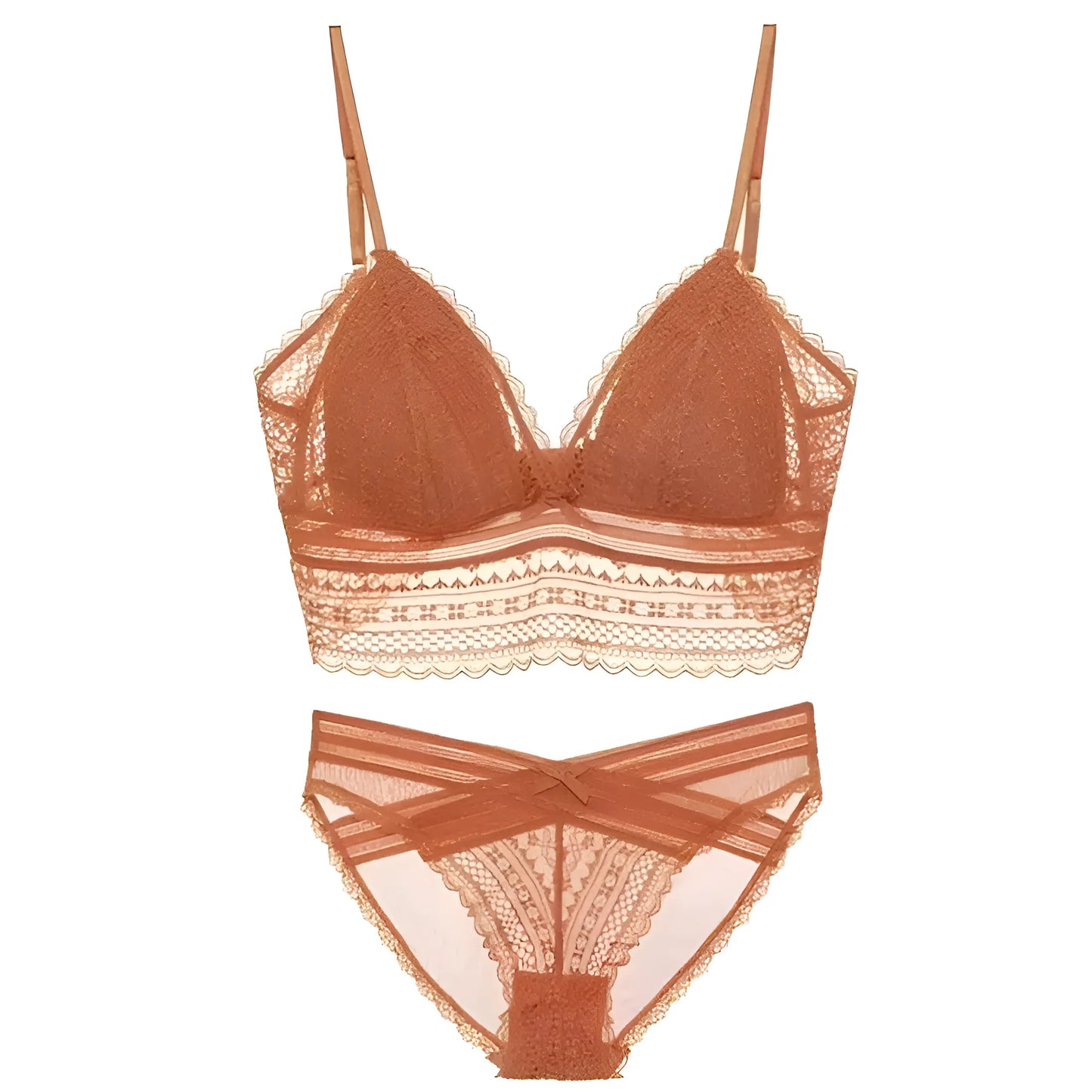 Orange Ensemble de lingerie en dentelle avec dos plongeant