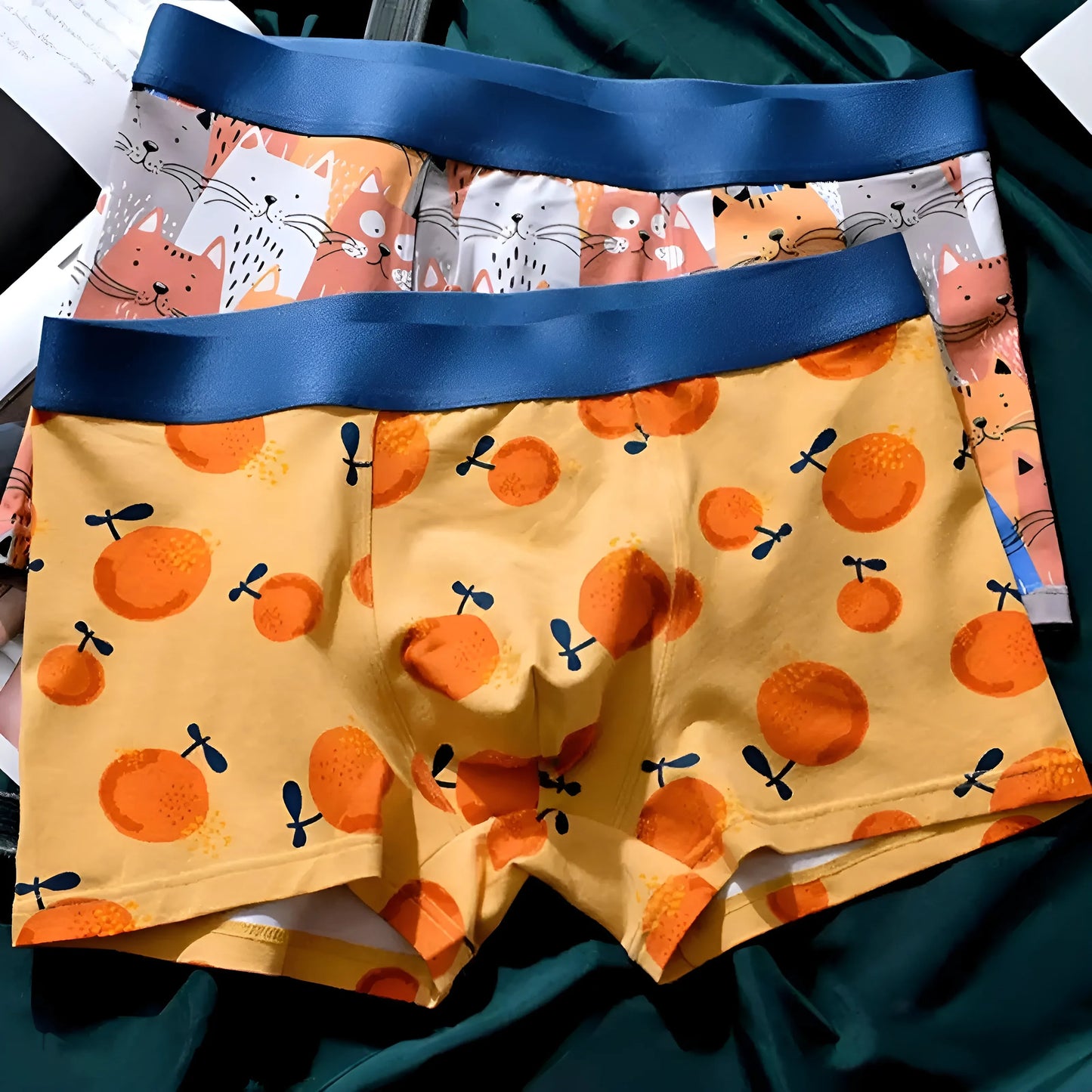 Orange Shorts en boxeur pour hommes à imprimé fruits