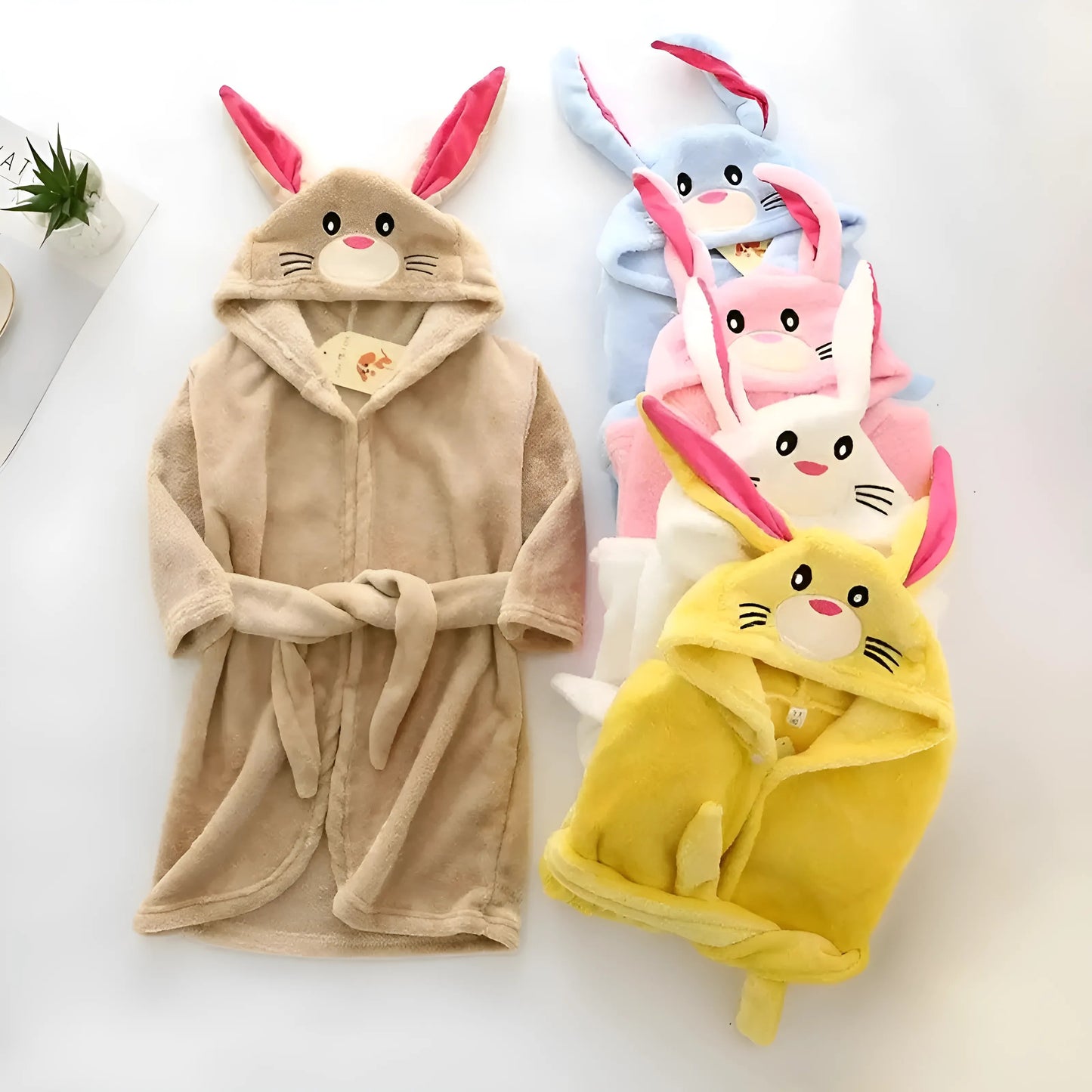 Peignoir de bain motif lapin pour enfants