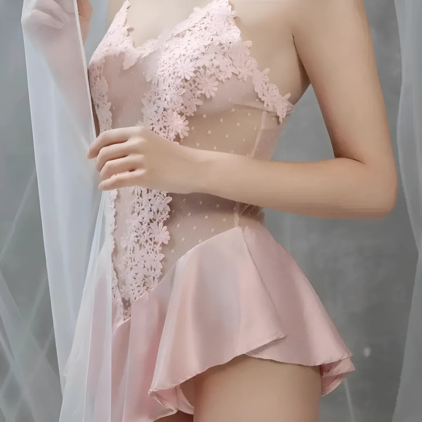 Pyjama une pièce pour femmes avec dentelle