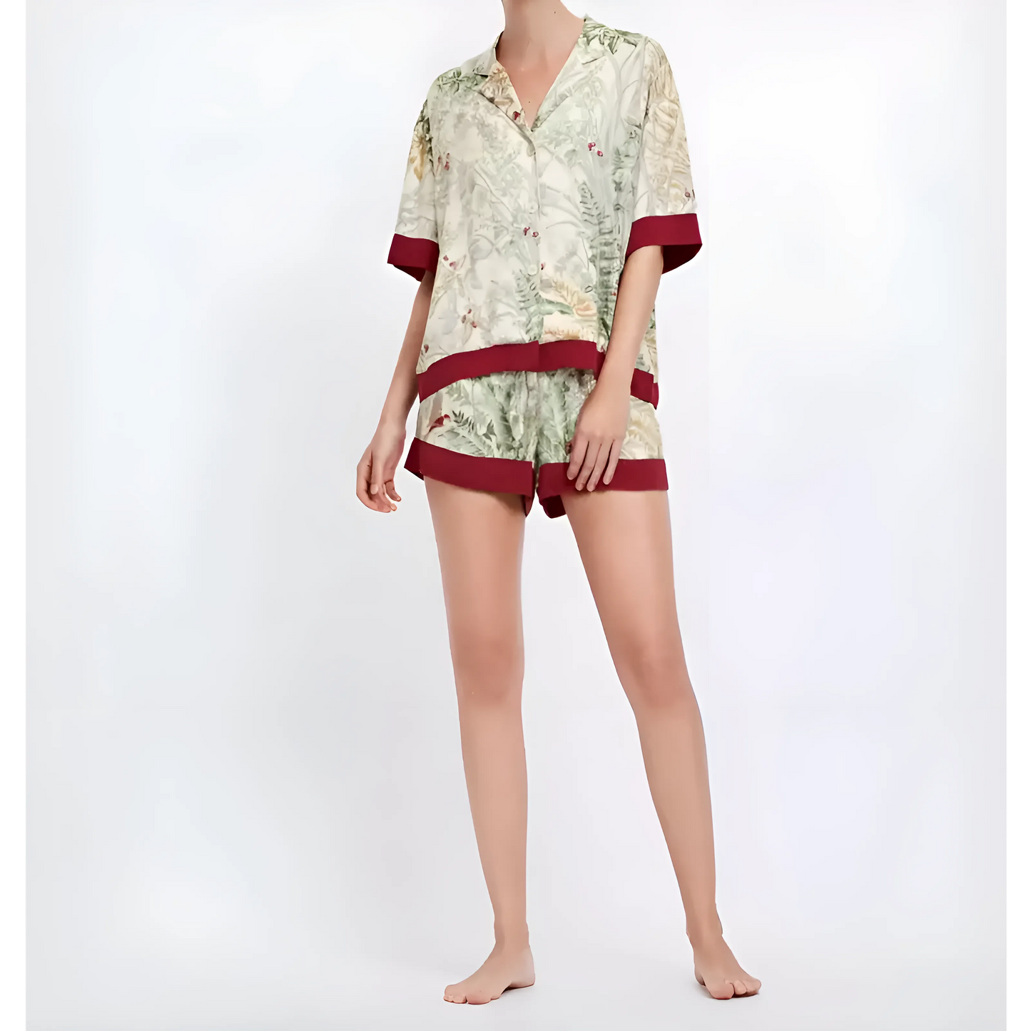 Pyjamas à imprimé feuilles pour femmes
