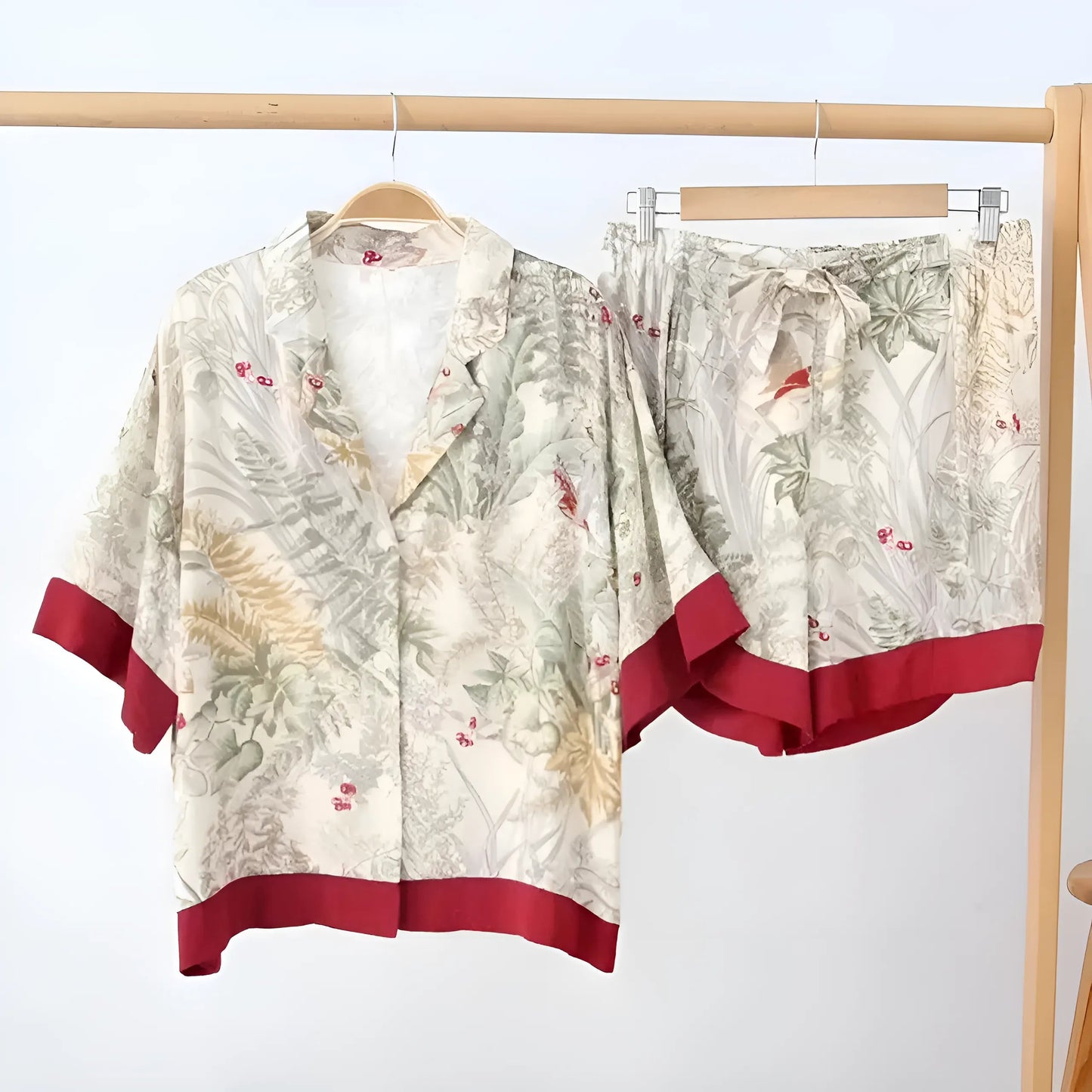 Pyjamas à imprimé feuilles pour femmes