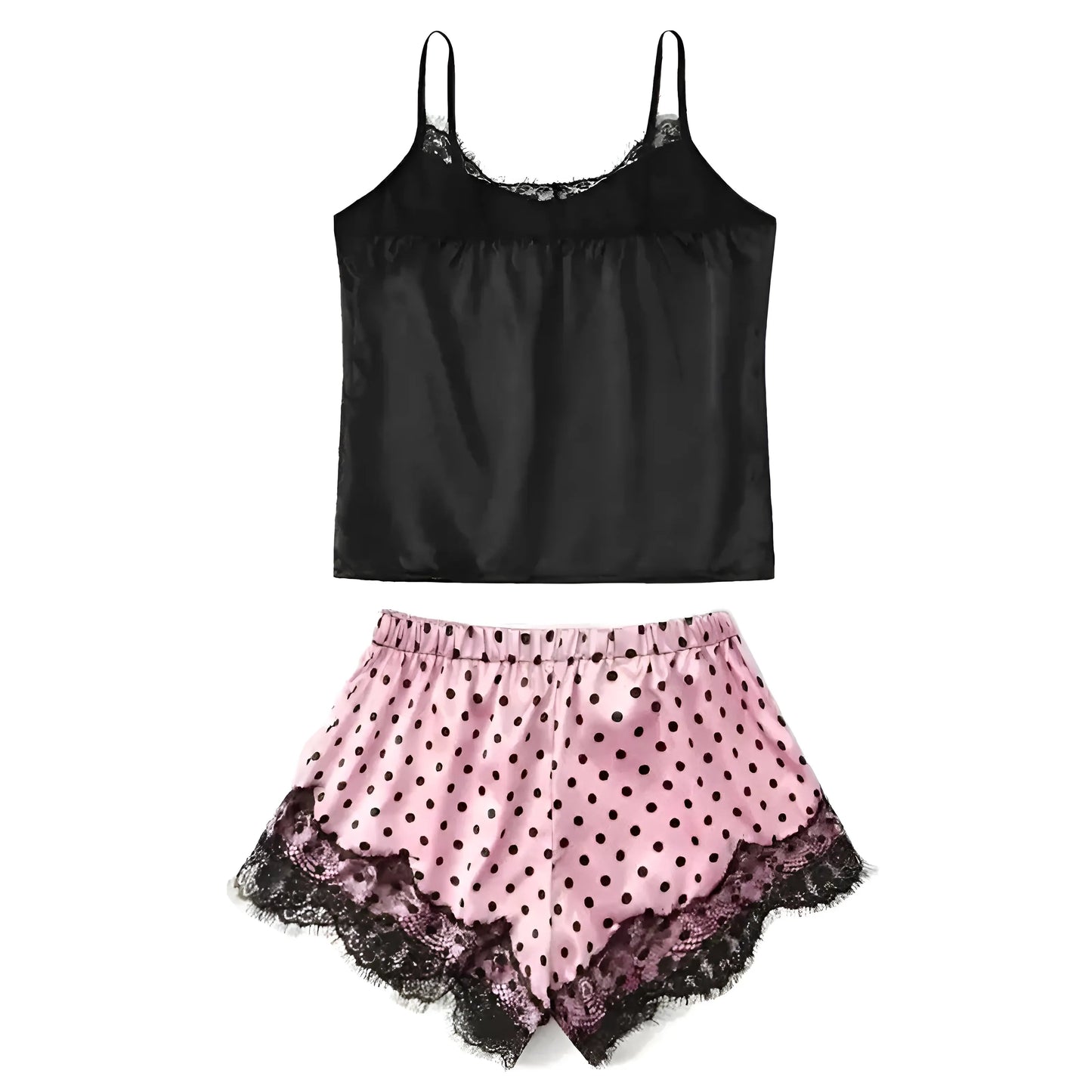 Pyjamas à pois pour femmes avec top court et shorts