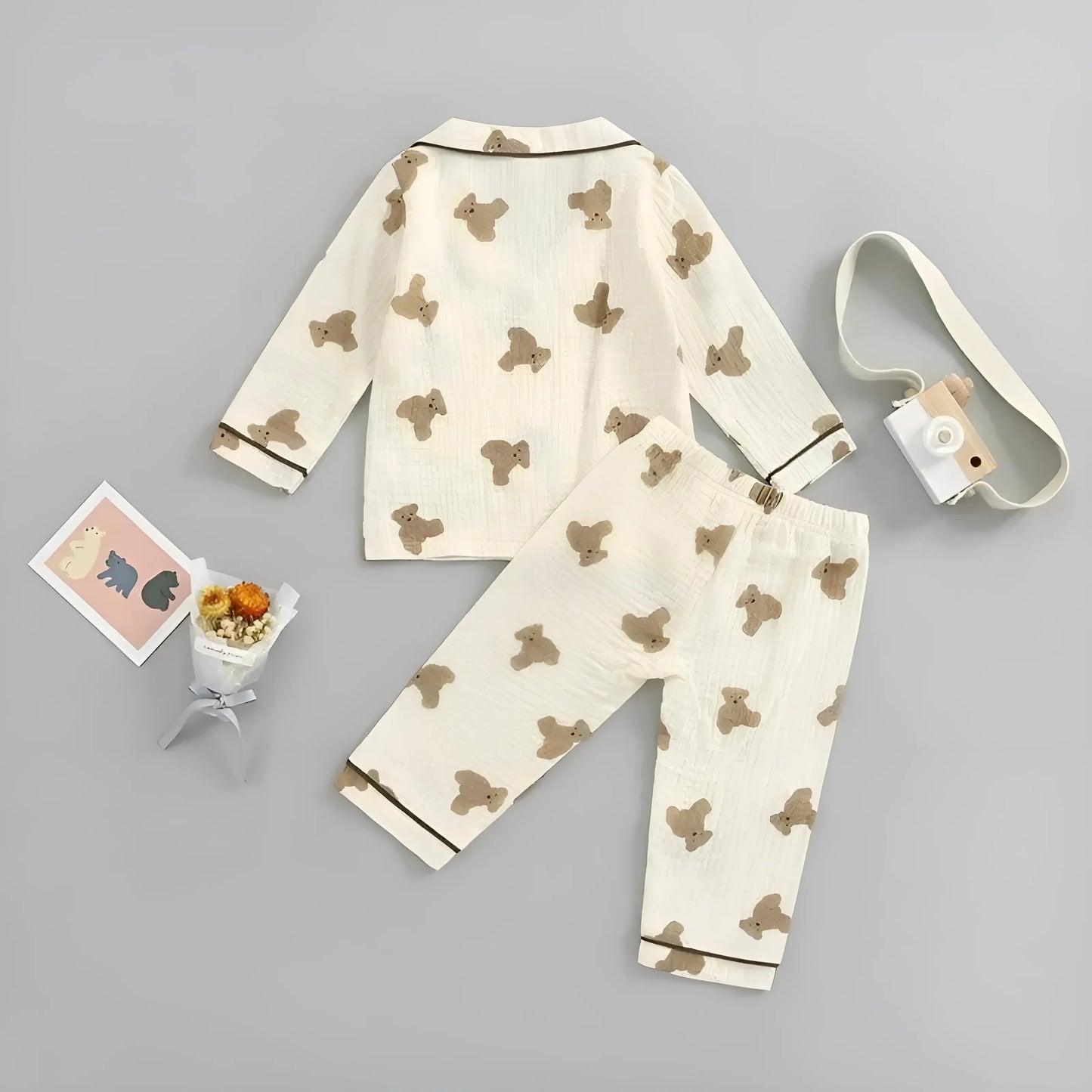 Pyjamas en coton avec imprimé ours pour enfants