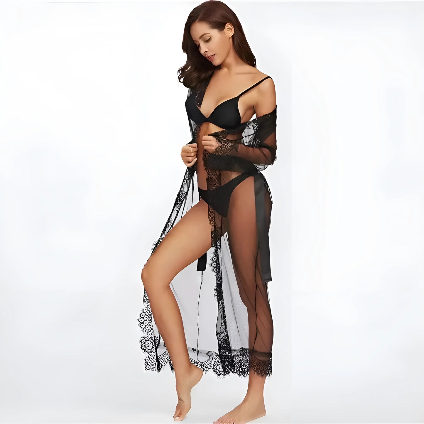 Robe longue avec dentelle