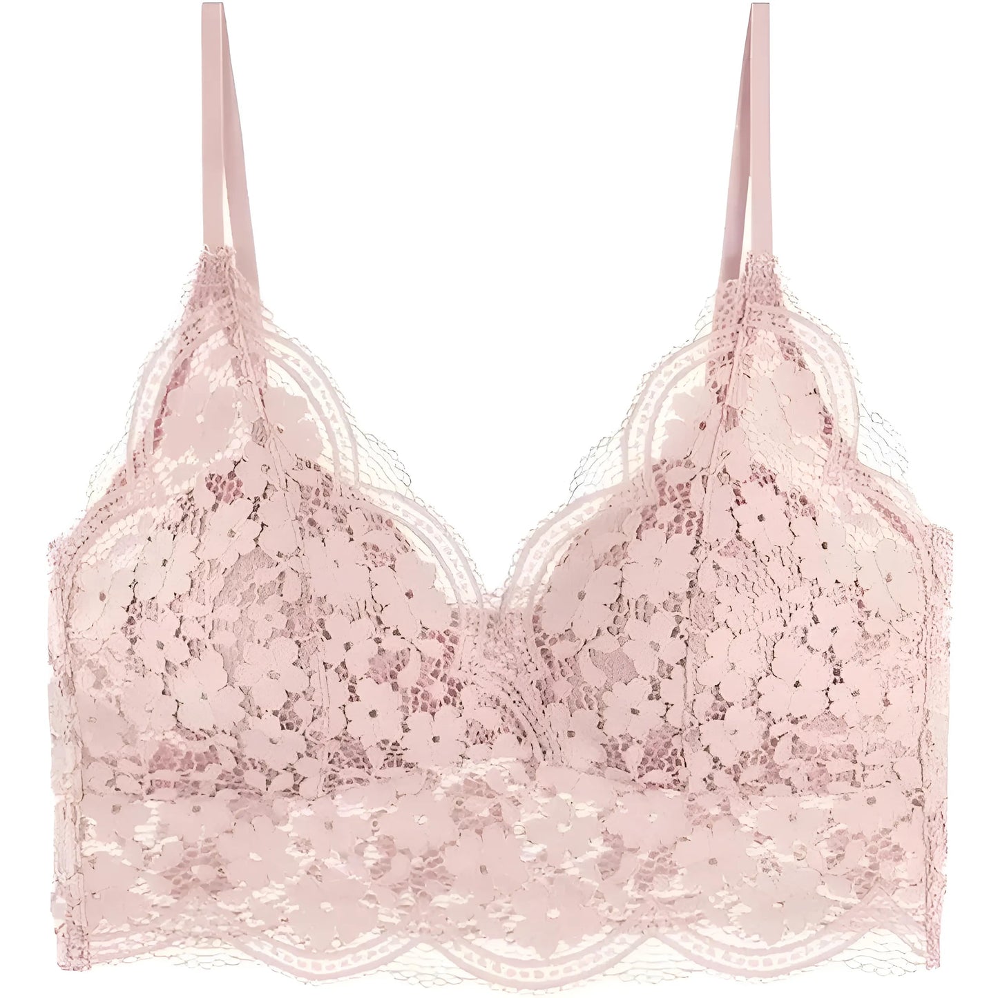 Rose Bralette en dentelle avec fines bretelles