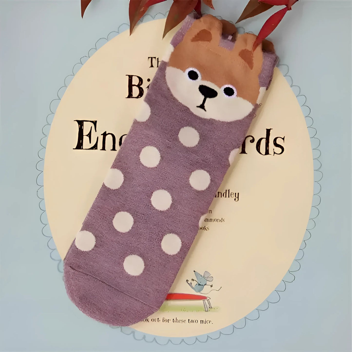 Rose Chaussettes de cheville avec des motifs de chien
