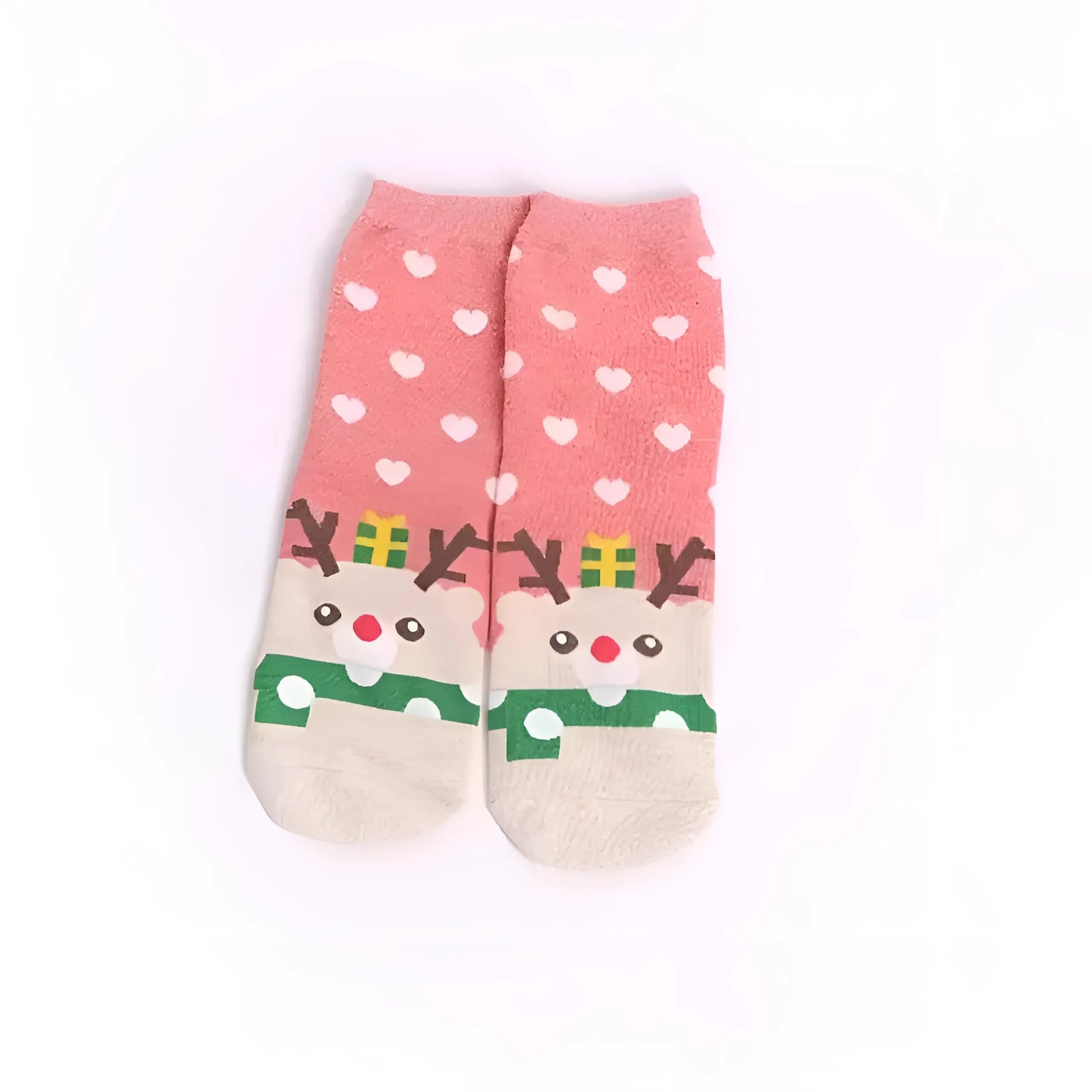 Rose Chaussettes de cheville avec des motifs festifs