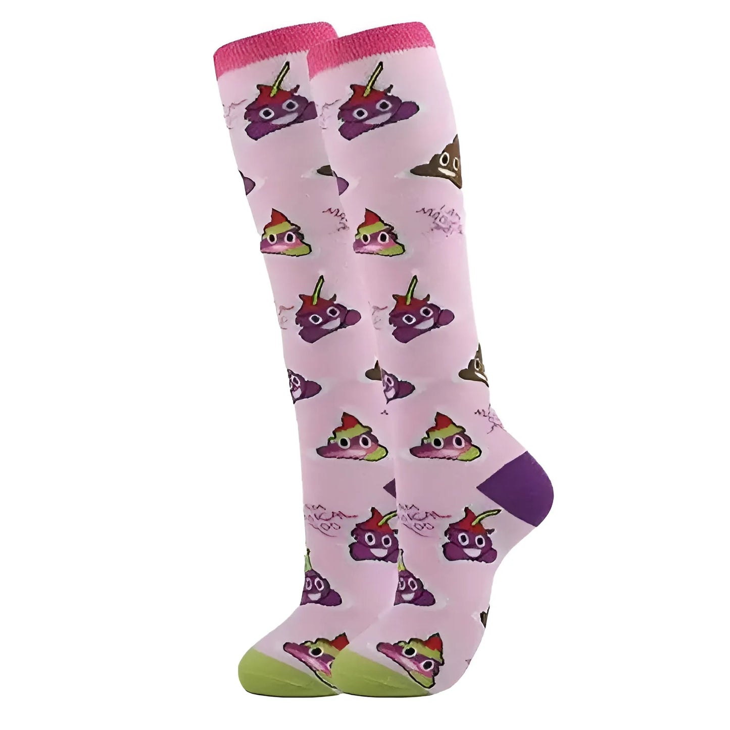Rose Chaussettes longues à motifs colorés