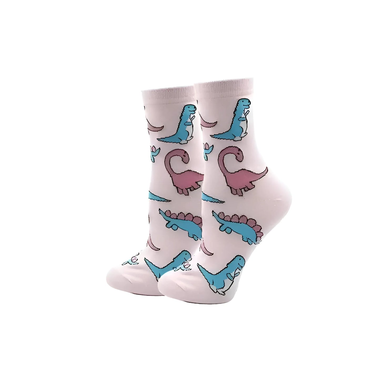 Rose Chaussettes longues avec des imprimés colorés